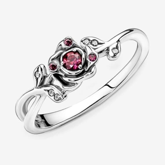 925 Beauty & the Beast Rose Ring size 8 Compare to the Pandora Disney Ring - Thumbnail 4