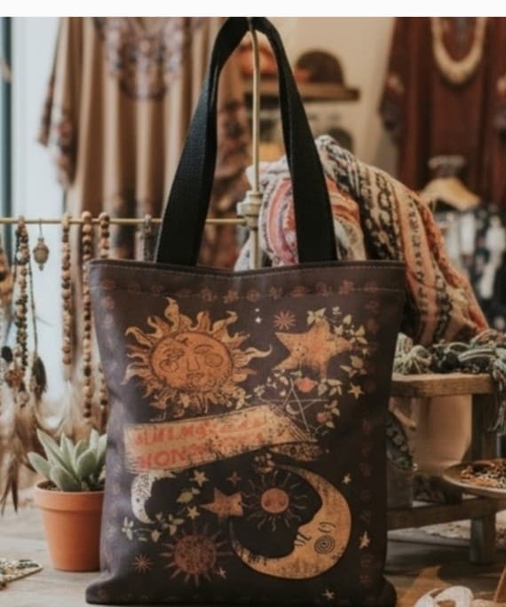~hot topic Bohemian Sun and Moon Tote Bag - light brown tote - Thumbnail 6
