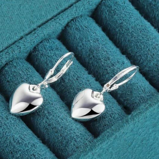 Sterling silver puffy heart Earrings Brand new never used 26 mm long 11 mm wide - Thumbnail 4