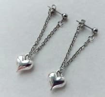 Silver Heart Dangle Earrings Brand new - Image 1