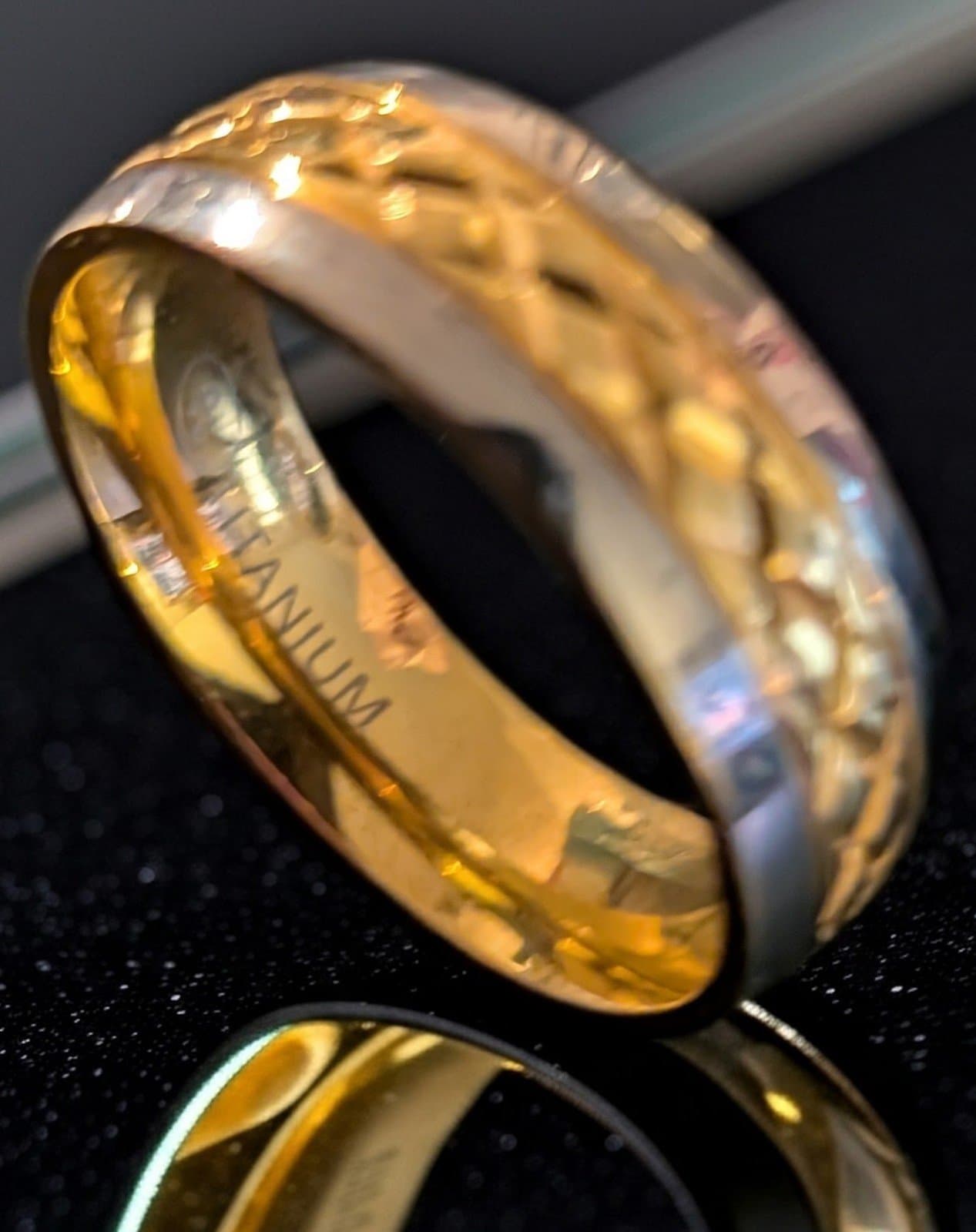 2 gold and silver titanium mens rings size 11-12 - Image 1