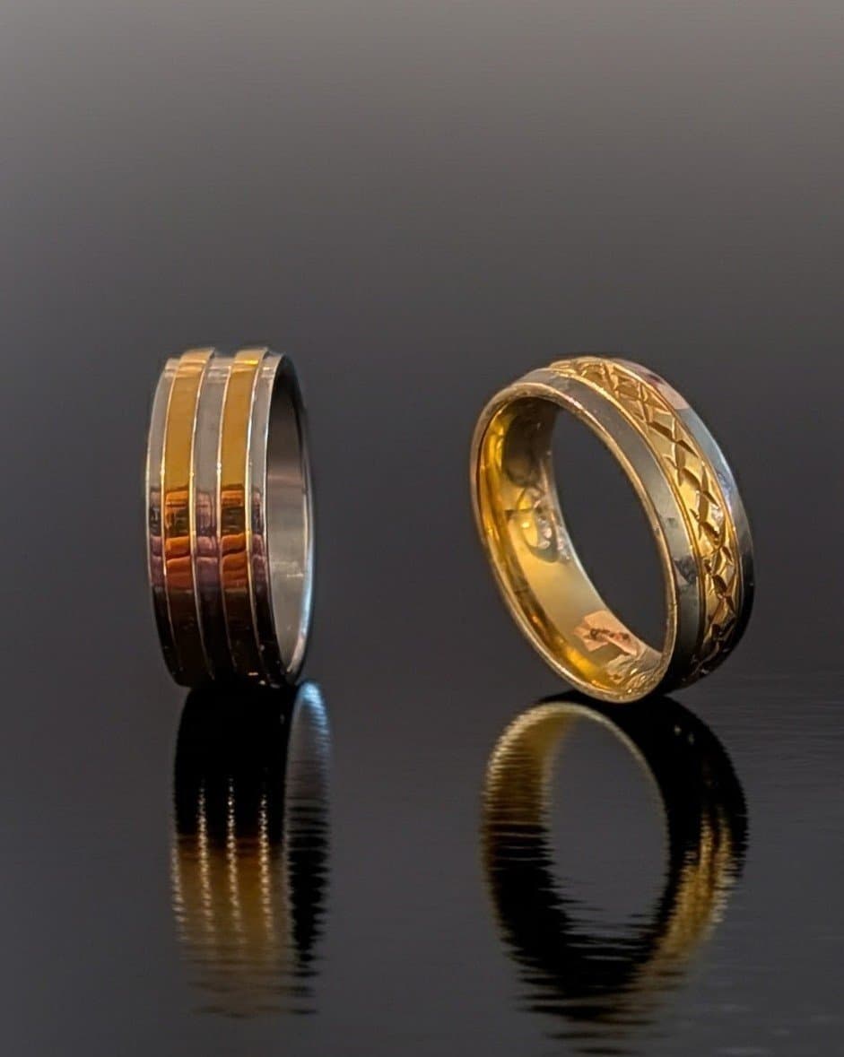 2 gold and silver titanium mens rings size 11-12 - Thumbnail 2