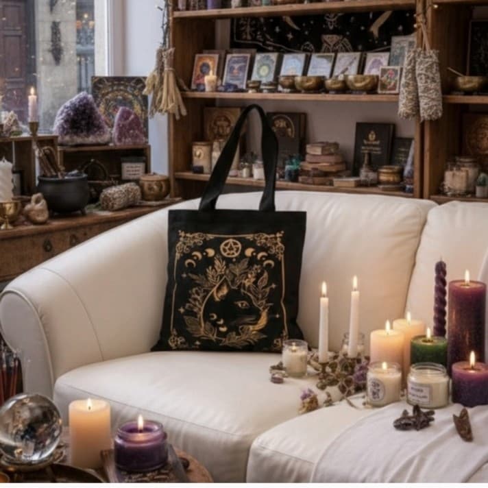 Hot topic Light weight Black and Gold Cat Tote Bag - Thumbnail 5