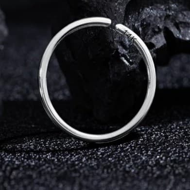 14K white Gold Nose Ring Hoop for Women & Men, 7mm Tiny Gold Nose Ring Hoop - Thumbnail 3