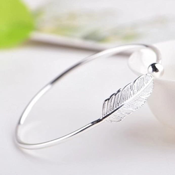 925 Sterling silver Feather Bracelet stamped 925 - Image 1