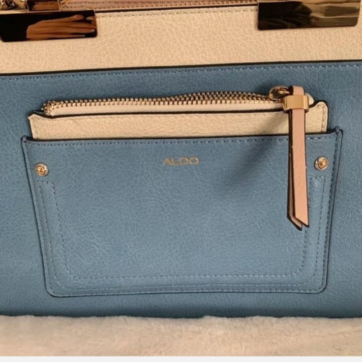 ALDO Structured Colorblock Satchel – Royal Blue & Cream with Gold Hardware - Thumbnail 2