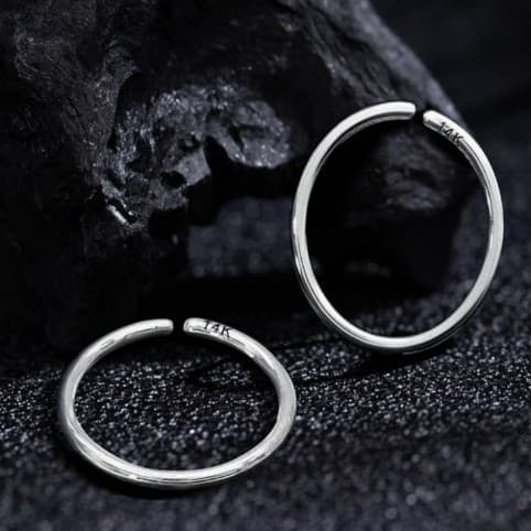 14K white Gold Nose Ring Hoop for Women & Men, 7mm Tiny Gold Nose Ring Hoop - Thumbnail 9