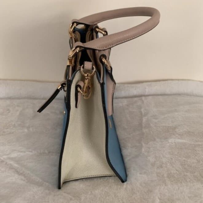 ALDO Structured Colorblock Satchel – Royal Blue & Cream with Gold Hardware - Thumbnail 3