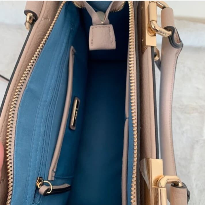 ALDO Structured Colorblock Satchel – Royal Blue & Cream with Gold Hardware - Thumbnail 6