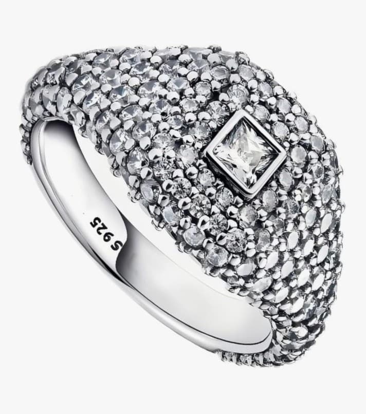 Sparkling Pavé Square Statement Ring-Genuine.925 SterlingSilver Comes Gift Ready - Image 1