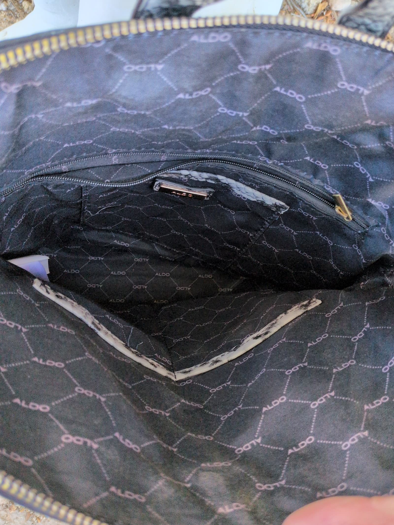 ALDO Structured Snakeskin Print Backpack – Black & White Faux Leather LOW SHIPPI - Thumbnail 4