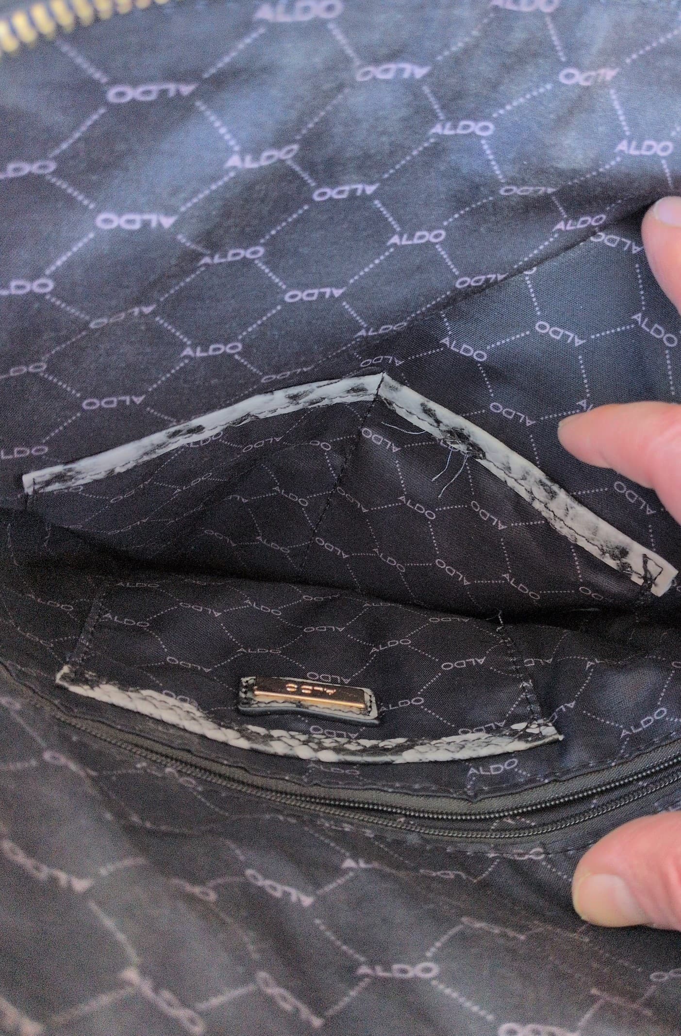 ALDO Structured Snakeskin Print Backpack – Black & White Faux Leather LOW SHIPPI - Thumbnail 7