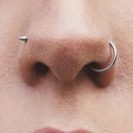14K white Gold Nose Ring Hoop for Women & Men, 7mm Tiny Gold Nose Ring Hoop - Thumbnail 2