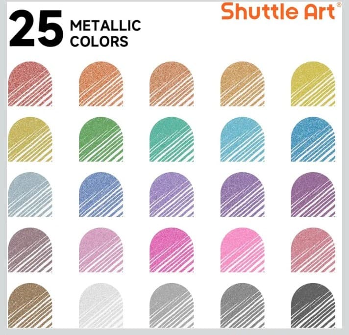 Art 50 Pack Metallic Gel Pens, 25 Metallic Gel Pens Set with 25 Refills - Thumbnail 2