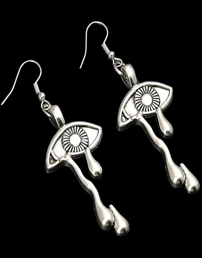 Hot topic Artistic Silver Eye Motif Earrings - Thumbnail 3