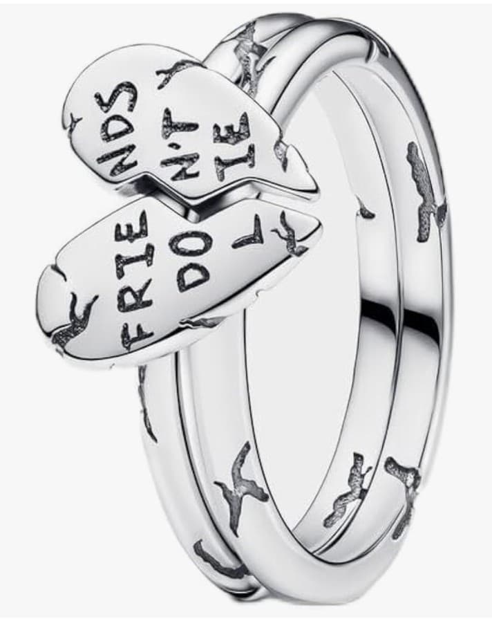 925 Sterling Silver "Friends Don't Lie" Splittable Heart Ring size 6,7,8 &9 - Image 1