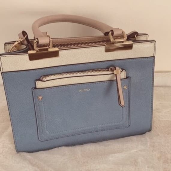 ALDO Structured Colorblock Satchel – Royal Blue & Cream with Gold Hardware - Image 1