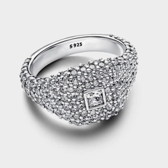 Sparkling Pavé Square Statement Ring-Genuine.925 SterlingSilver Comes Gift Ready - Thumbnail 3