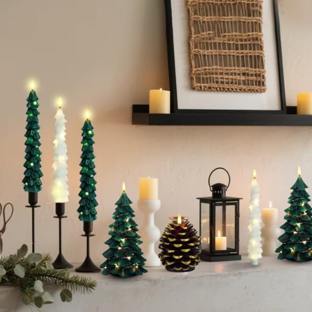 Christmas Tree Flameless Candles with Remote,4 Pcs Green Real Wax LED Flickering - Thumbnail 2