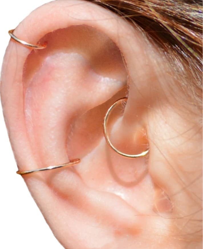 14k Gold Nose/Body/Earrings A pair of Hoop Ring Real Gold Thin for men or women - Thumbnail 4