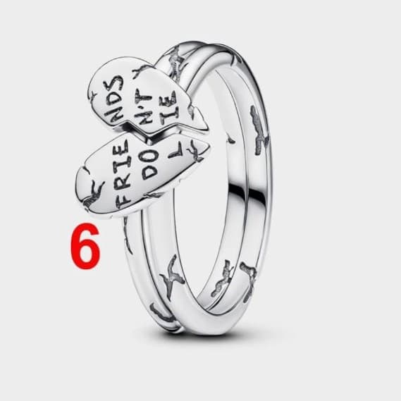 925 Sterling Silver "Friends Don't Lie" Splittable Heart Ring size 6,7,8 &9 - Thumbnail 3