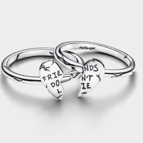 925 Sterling Silver "Friends Don't Lie" Splittable Heart Ring size 6,7,8 &9 - Thumbnail 2