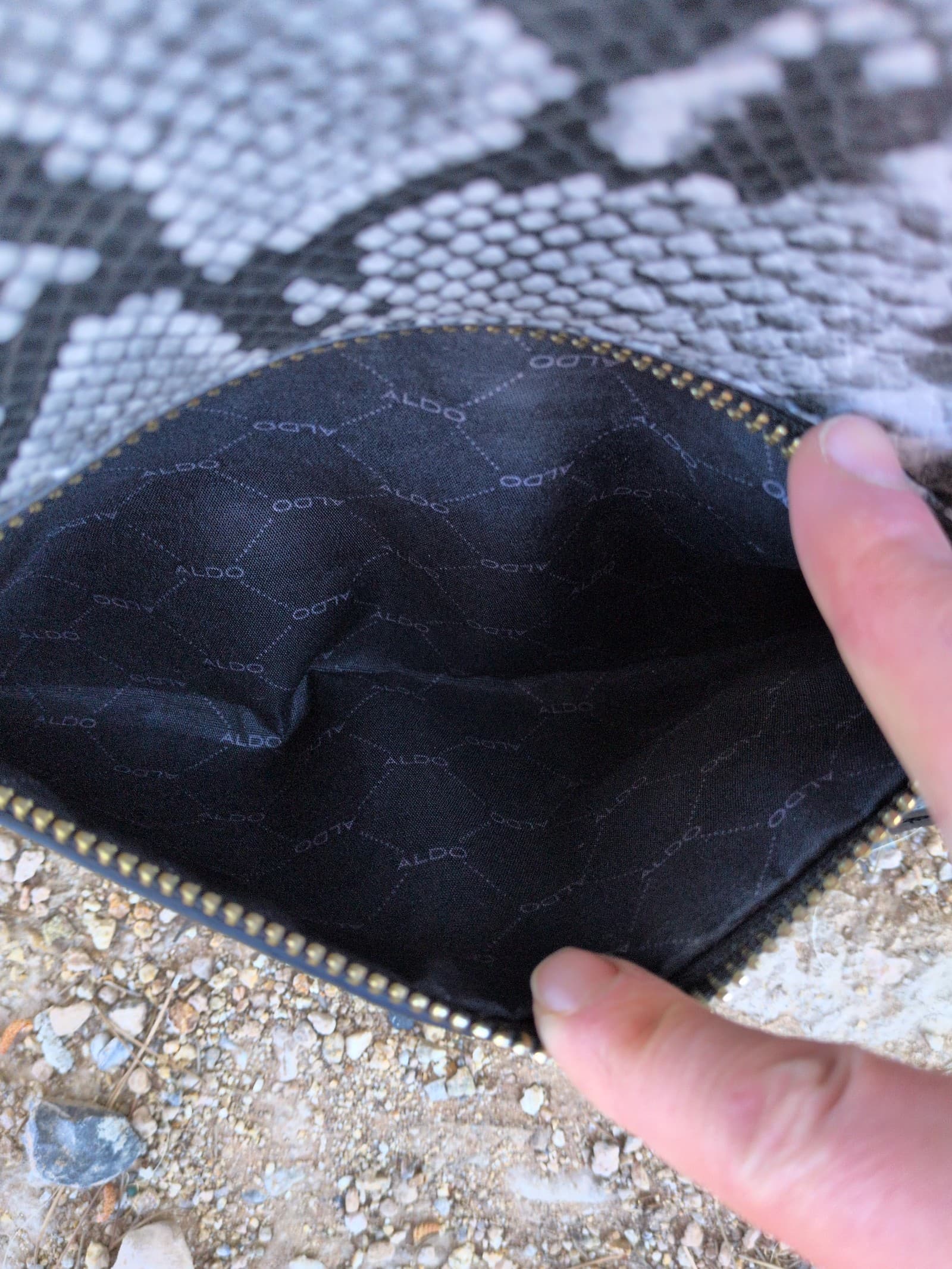 ALDO Structured Snakeskin Print Backpack – Black & White Faux Leather LOW SHIPPI - Thumbnail 3