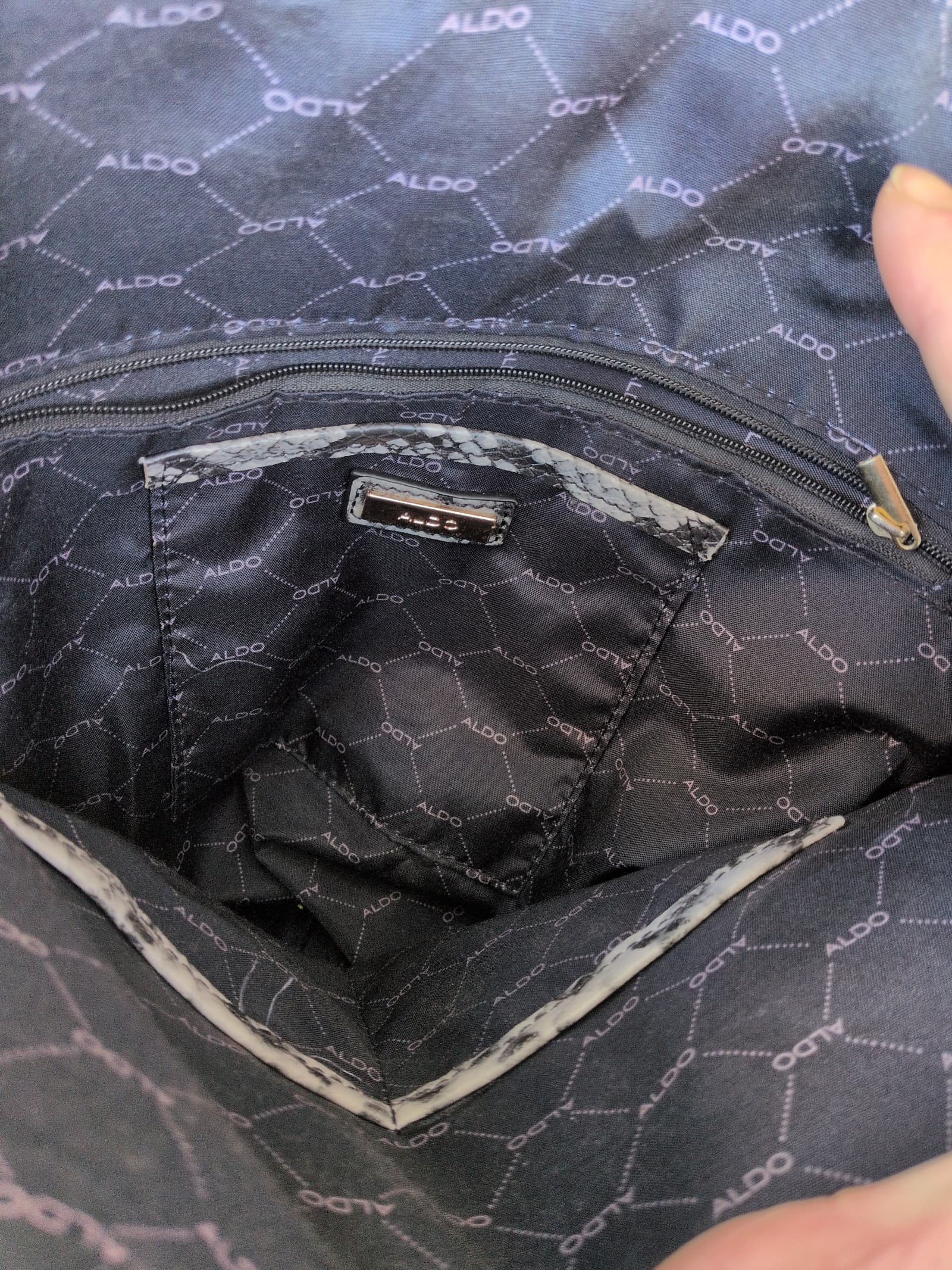 ALDO Structured Snakeskin Print Backpack – Black & White Faux Leather LOW SHIPPI - Thumbnail 5