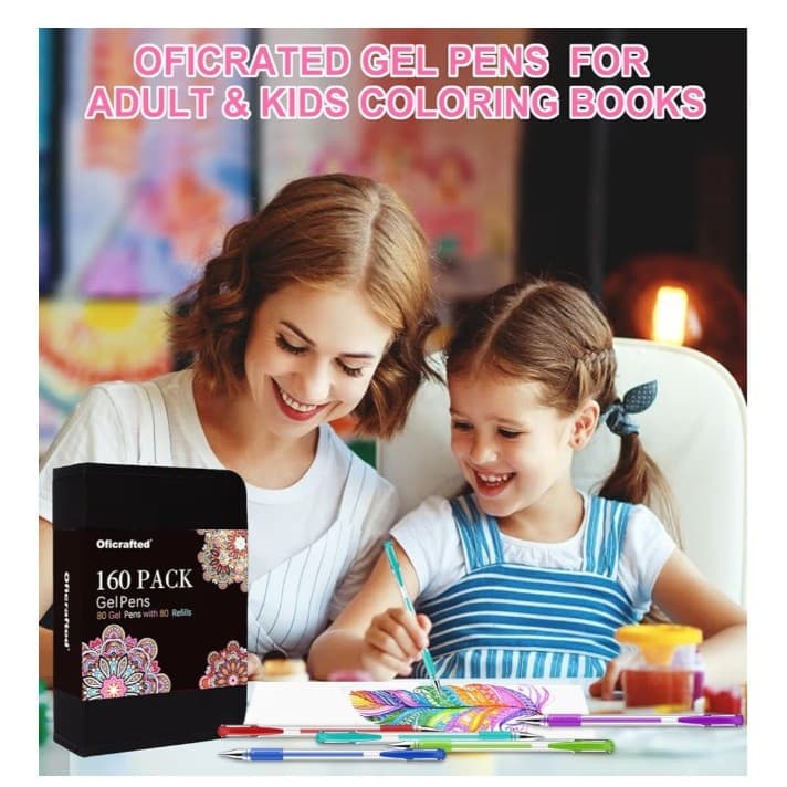 160 pack Gel Pens 4 Adult Coloring Book, 80 Colors Gel Pens Colored w/ 80 Refill - Thumbnail 4