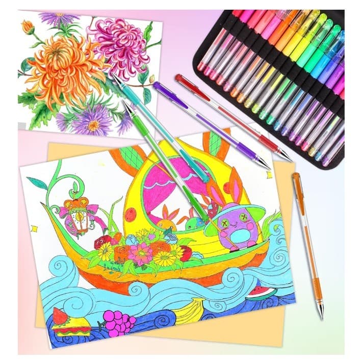 160 pack Gel Pens 4 Adult Coloring Book, 80 Colors Gel Pens Colored w/ 80 Refill - Thumbnail 2