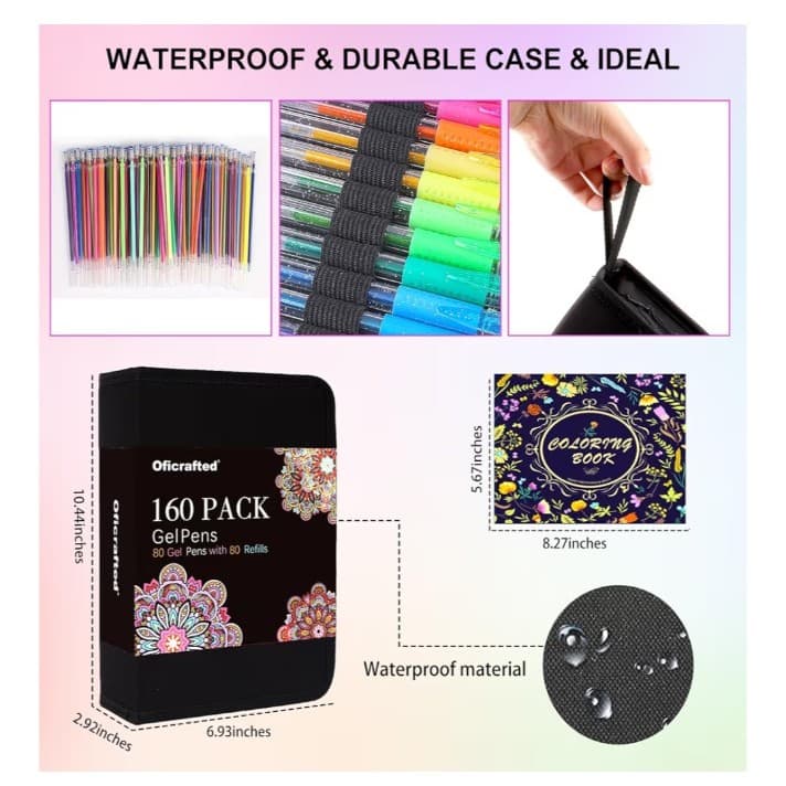 160 pack Gel Pens 4 Adult Coloring Book, 80 Colors Gel Pens Colored w/ 80 Refill - Thumbnail 6