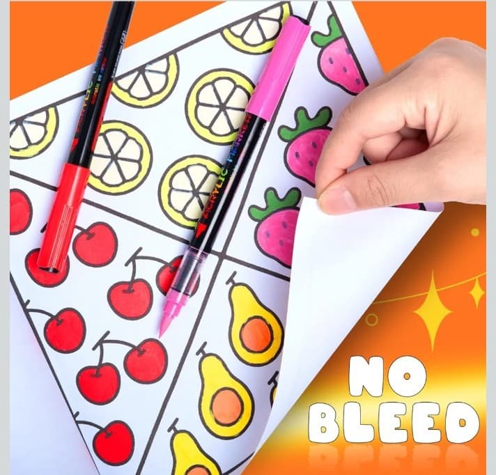 Acrylic Paint Markers, 24 Colors Automatic Ink Control Acrylic Pens, Soft Brush - Thumbnail 8