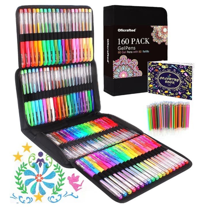 160 pack Gel Pens 4 Adult Coloring Book, 80 Colors Gel Pens Colored w/ 80 Refill