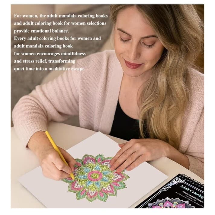 Hardcover 50 Unique Designs Spiral Coloring Book for Adults W/ Perforated Pages - Thumbnail 6