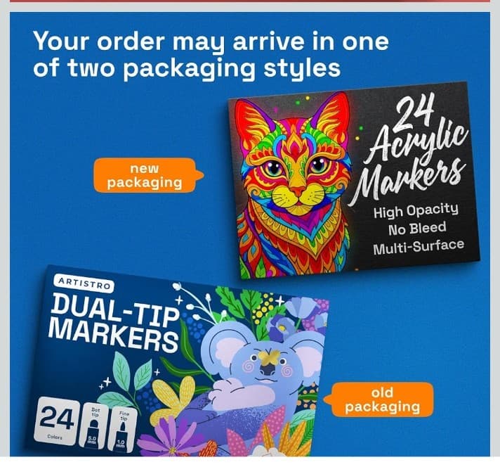 ARTISTRO 24 Acrylic Paint Markers for Rock, Fabric, Wood, Glass, Eggs - Dual-Tip - Thumbnail 7