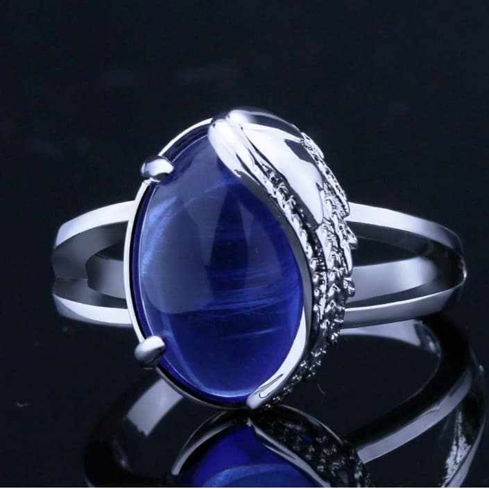 925 silver Fashion Angel Wings Set Sapphire Ring Fashion Creative Wings Zircon 7 - Thumbnail 4