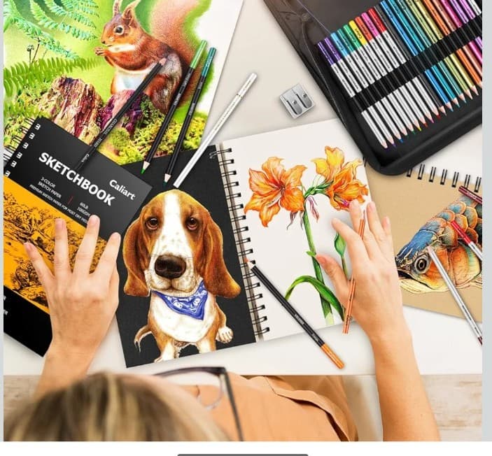 176PCS Art Supplies Sketching Kit with 100 Sheets 3-Color Sketch Book, Graphite - Thumbnail 7