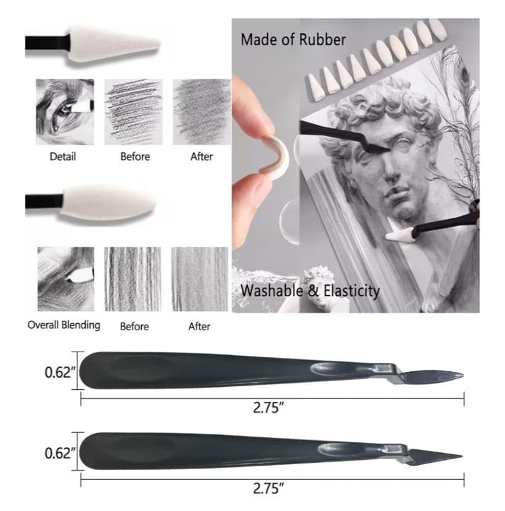 100 Art Supplies Drawing Kit Pro Drawing Supplies Set has 3-Color Sketchbook - Thumbnail 6