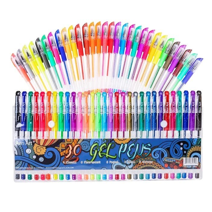 Art Gel Pens for Adult Coloring Books, 30 Colors Fine Point Gel Marker Pen
