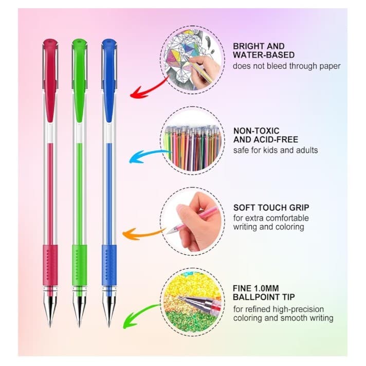 160 pack Gel Pens 4 Adult Coloring Book, 80 Colors Gel Pens Colored w/ 80 Refill - Thumbnail 3