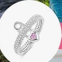 Sterling Silver Safety Pin & Heart Statement Ring - Size 7 - Thumbnail 5