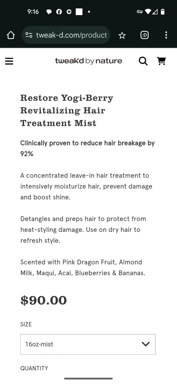 Restore Yogi-Berry Revitalizing Hair Treatment Mist Tweak'd by nature RETAIL $90 - Thumbnail 4