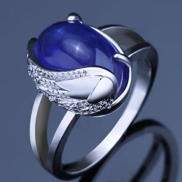 925 silver Fashion Angel Wings Set Sapphire Ring Fashion Creative Wings Zircon 7 - Thumbnail 3