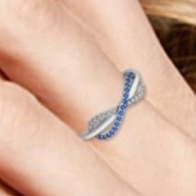 Sterling Silver Infinity Ring with Blue and White Stones Stamped 925 Size 6 - Thumbnail 5