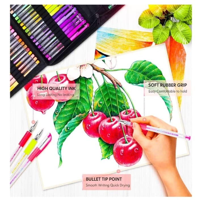 Deluxe 120 Pack Gel Pens for Kids & Adults , 60 Gel Pens, 60 refills and 1 case - Thumbnail 6