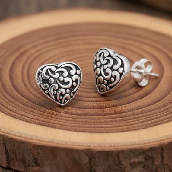 Sterling Silver Filigree Heart Push Back Earrings Brand new Retail $113 dollars - Thumbnail 7