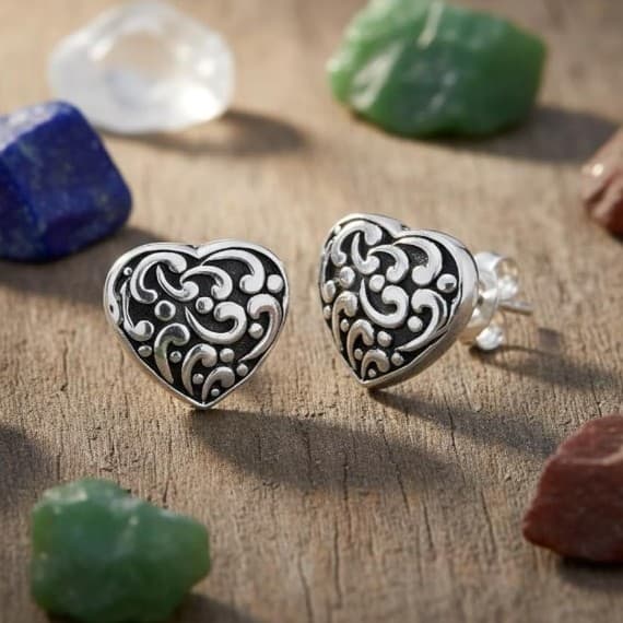 Sterling Silver Filigree Heart Push Back Earrings Brand new Retail $113 dollars - Thumbnail 8
