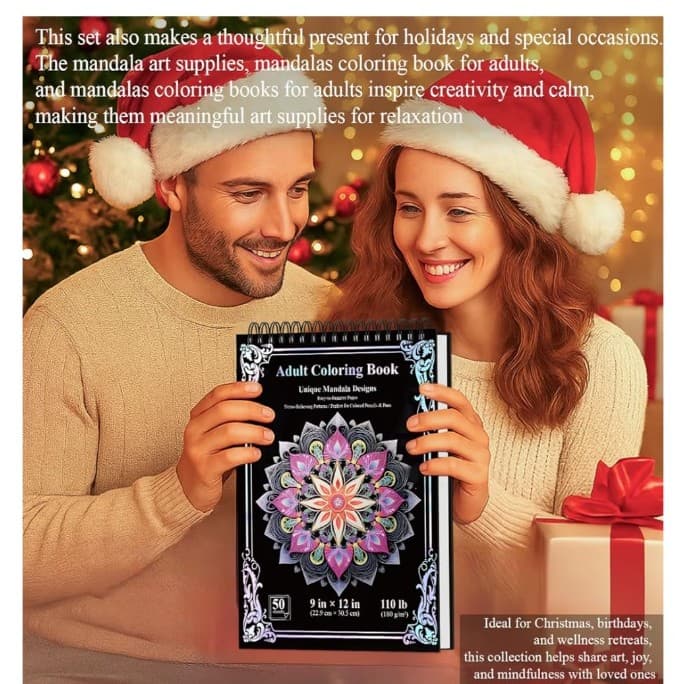 Hardcover 50 Unique Designs Spiral Coloring Book for Adults W/ Perforated Pages - Thumbnail 7