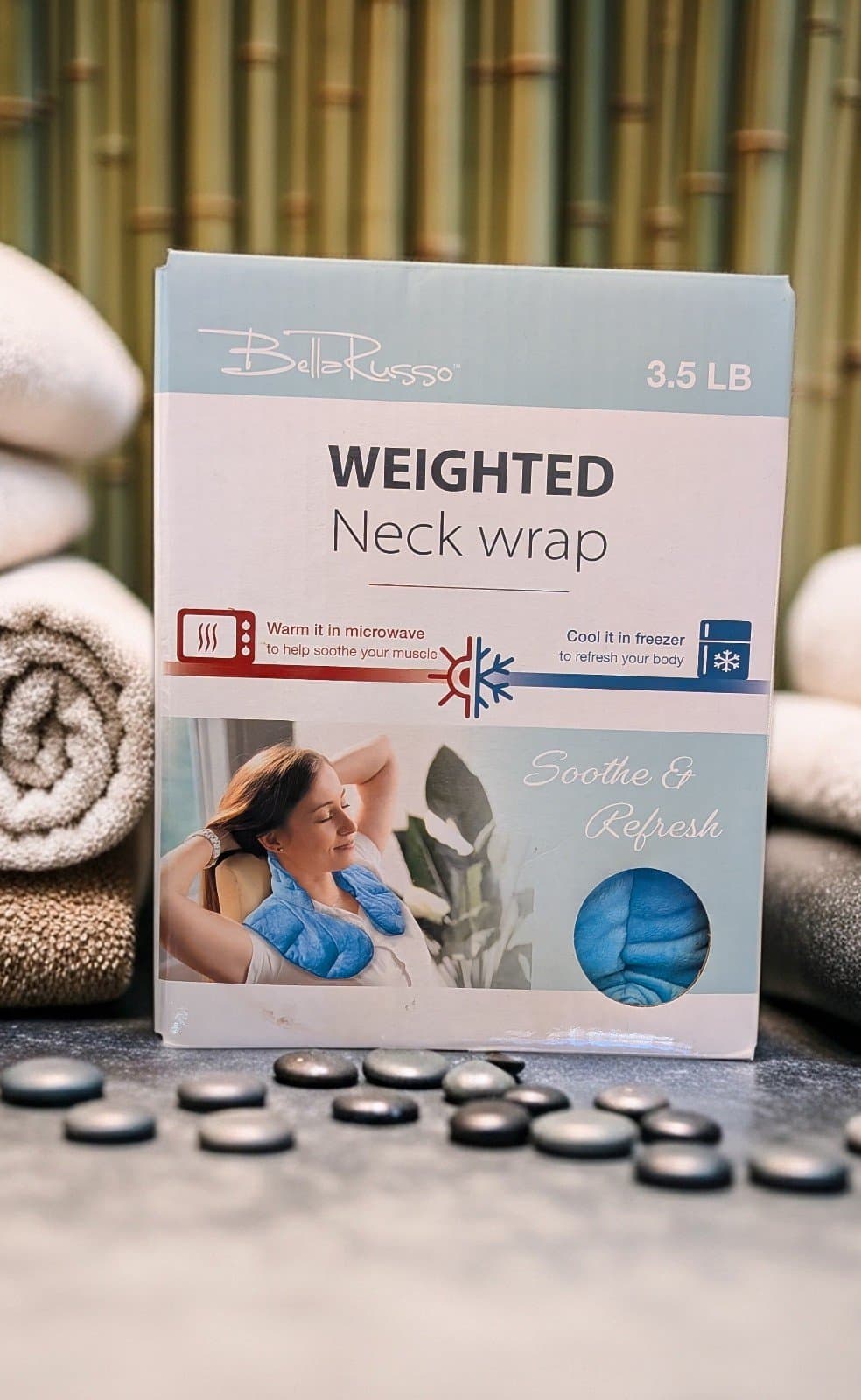 Bella Russo weighted neck wrap designed for therapeutic heat or cold application - Image 1