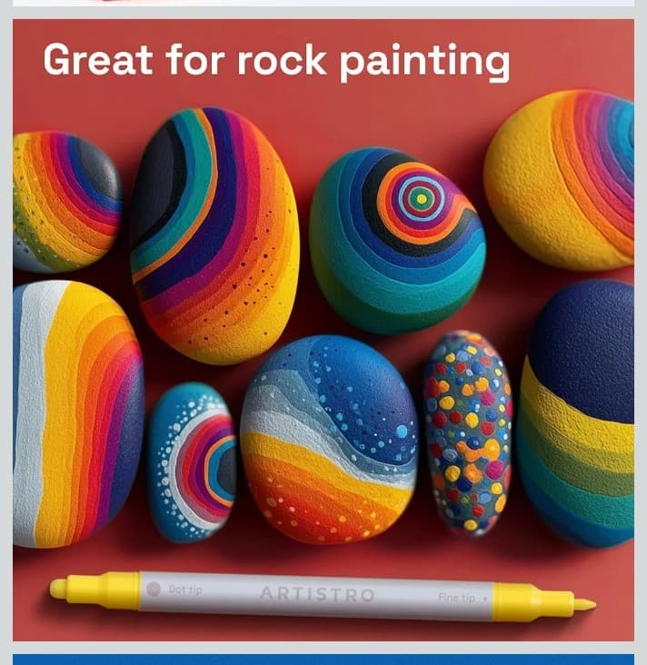 ARTISTRO 24 Acrylic Paint Markers for Rock, Fabric, Wood, Glass, Eggs - Dual-Tip - Thumbnail 6